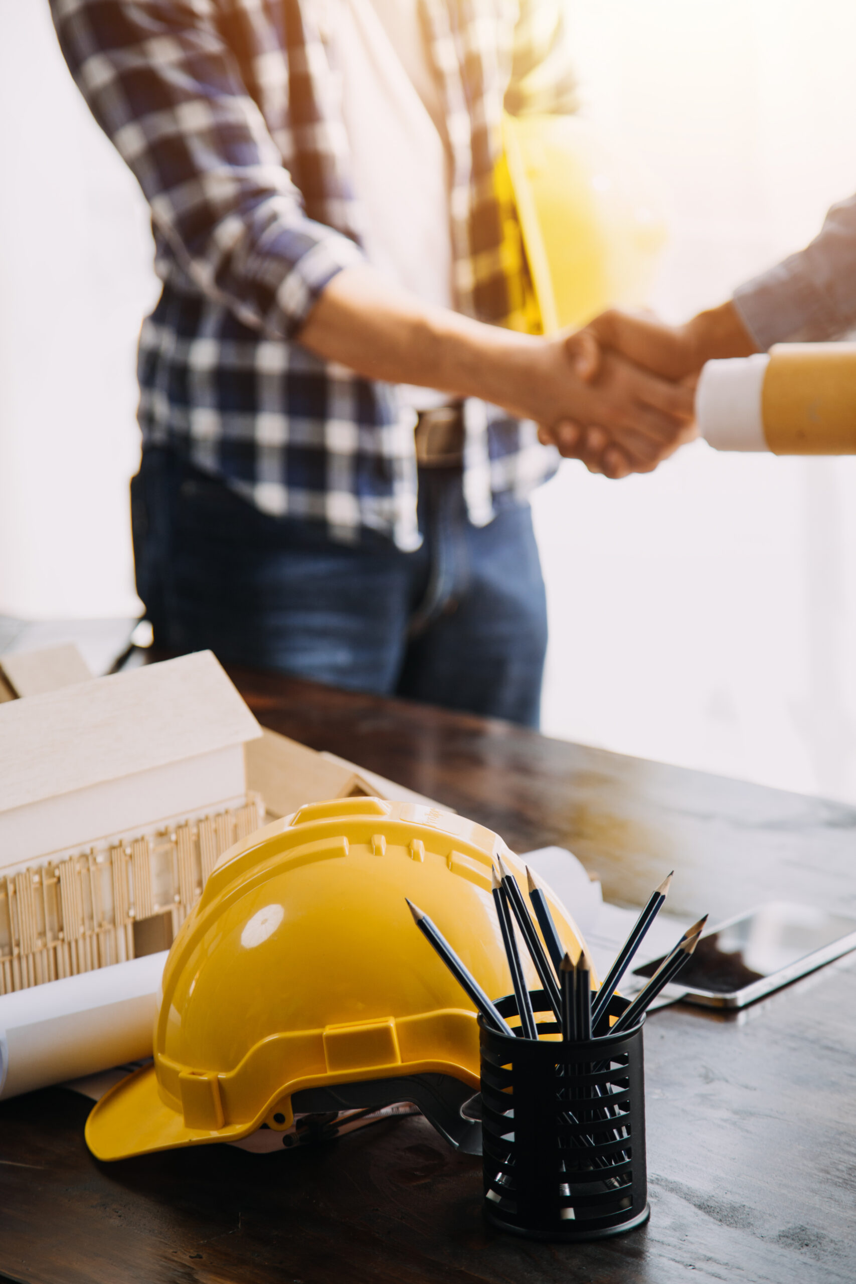 Construction and structure concept of Engineer or architect meet Construction and structure concept of Engineer or architect meet